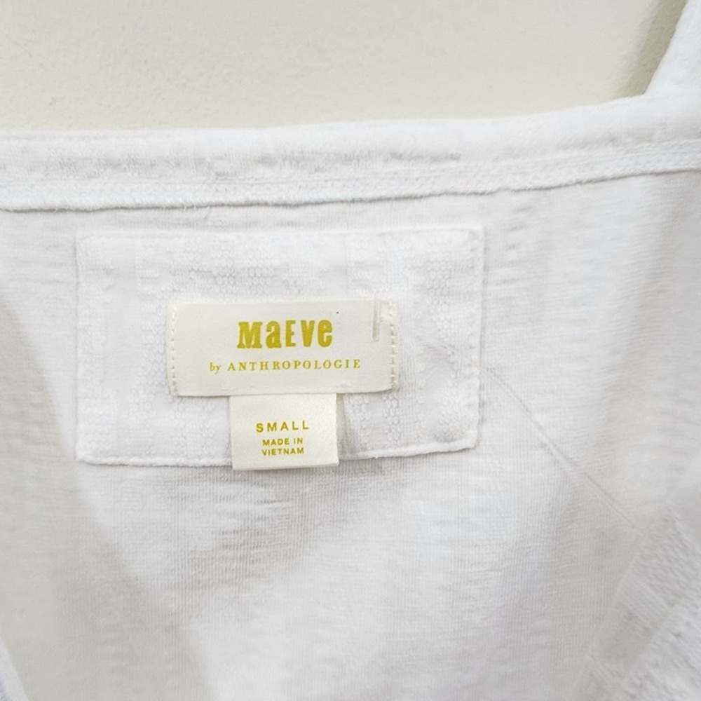 Anthropologie Maeve white woven button detail tank top size small - Picture 3 of 5